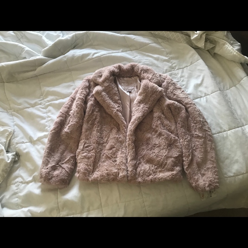 Vintage Pink fluffy faux fur jacket